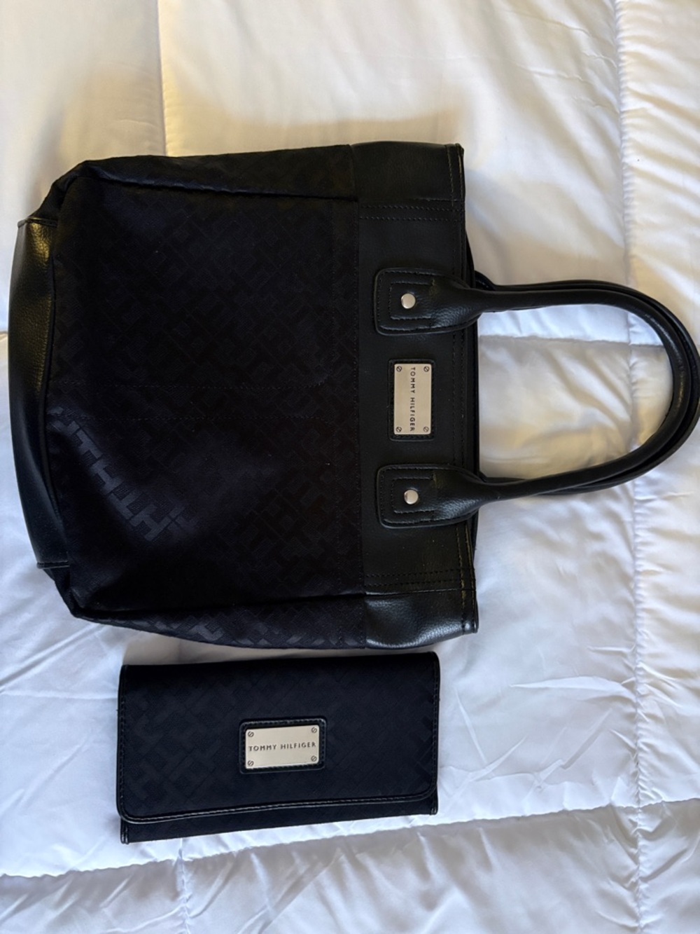 Tommy Hilfiger Black Tote with Matching Wallet
